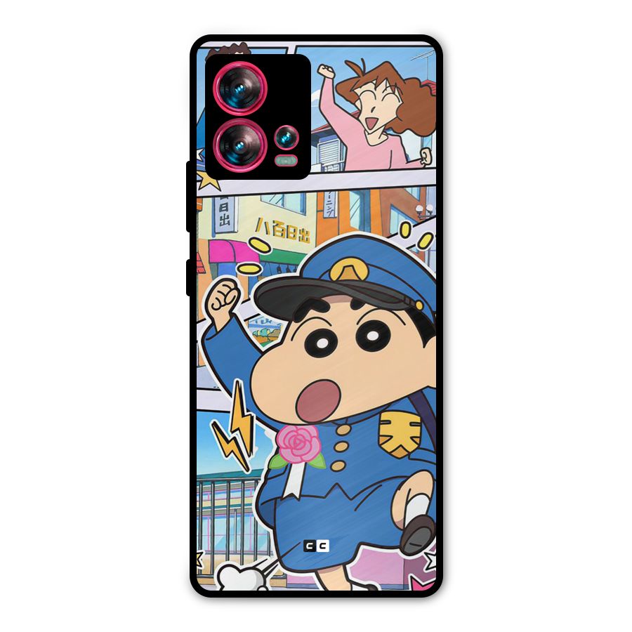 Officer Shinchan Metal Back Case for Motorola Edge 30 Fusion
