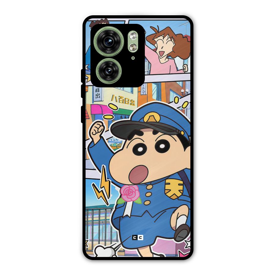 Officer Shinchan Metal Back Case for Motorola Edge 40 5G