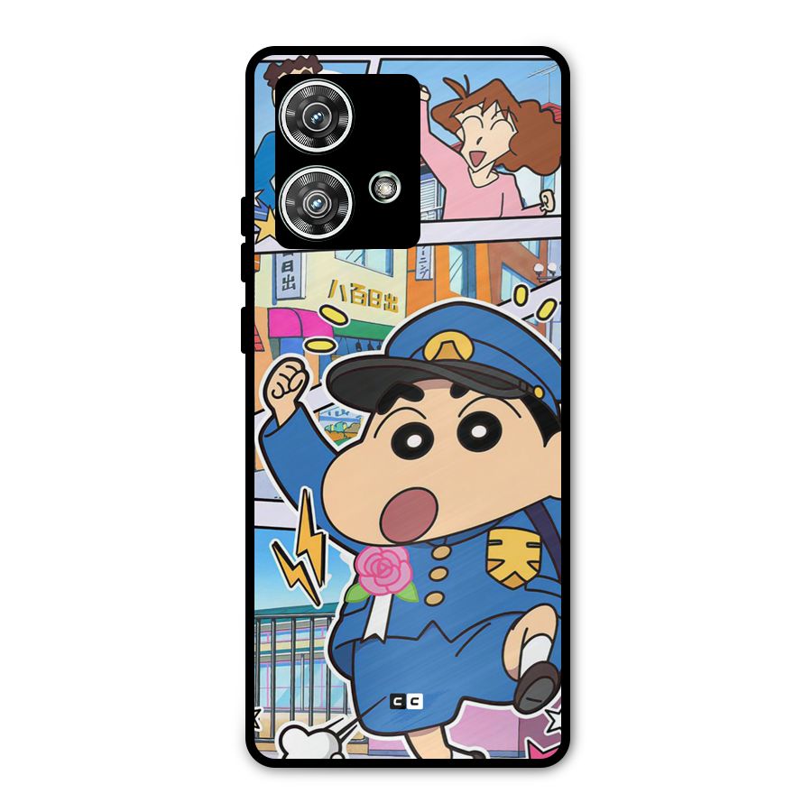 Officer Shinchan Metal Back Case for Motorola Edge 40 Neo