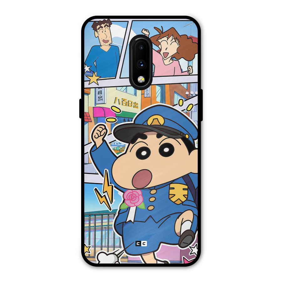 Officer Shinchan Metal Back Case for OnePlus 7