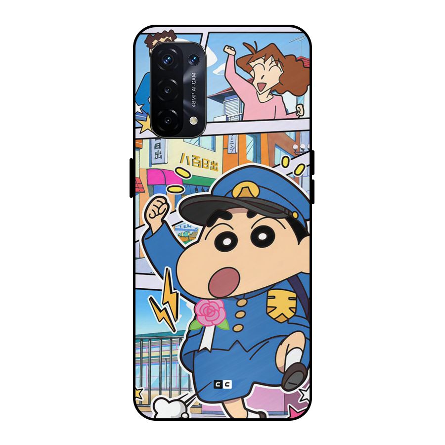 Officer Shinchan Metal Back Case for Oppo A74 5G