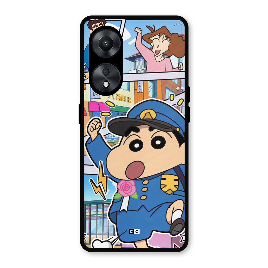 Officer Shinchan Metal Back Case for Oppo A78