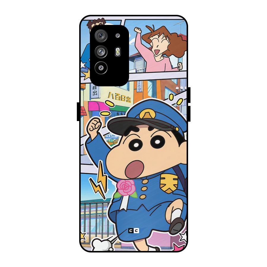 Officer Shinchan Metal Back Case for Oppo F19 Pro Plus 5G