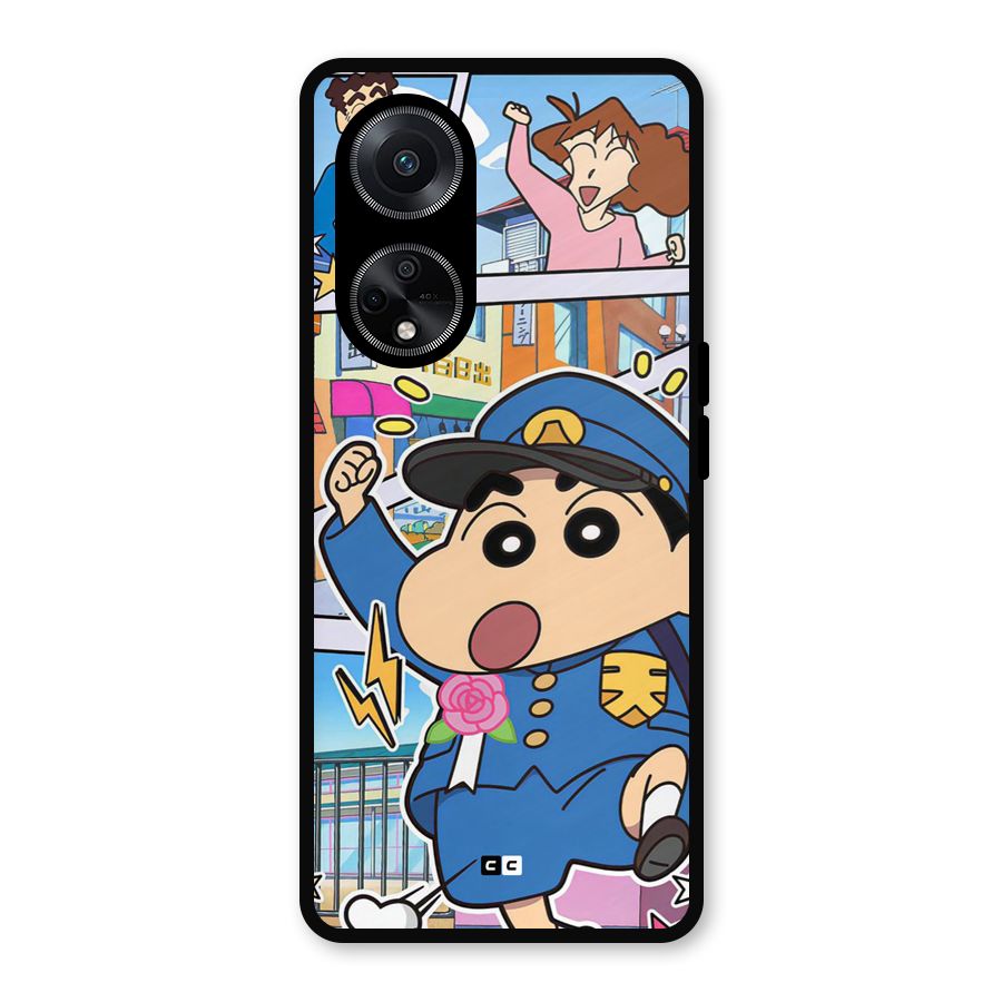 Officer Shinchan Metal Back Case for Oppo F23