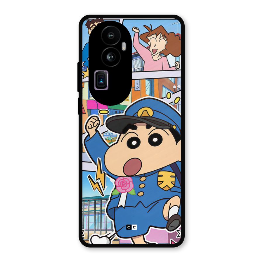 Officer Shinchan Metal Back Case for Oppo Reno10 Pro Plus