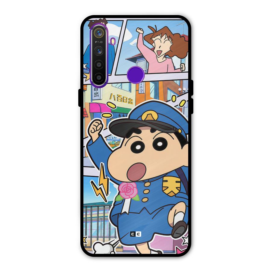 Officer Shinchan Metal Back Case for Realme 5