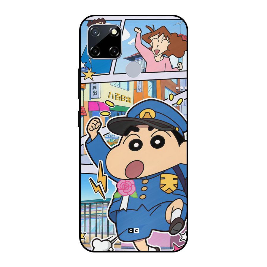 Officer Shinchan Metal Back Case for Realme Narzo 30A