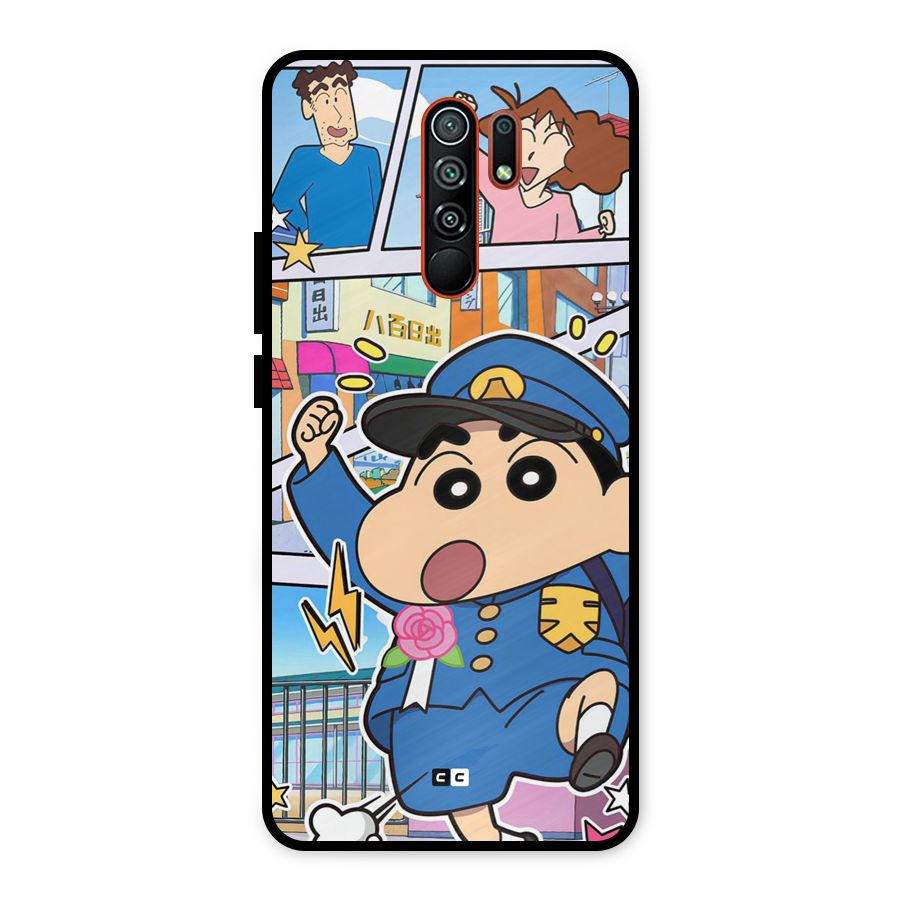 Officer Shinchan Metal Back Case for Redmi 9 Prime