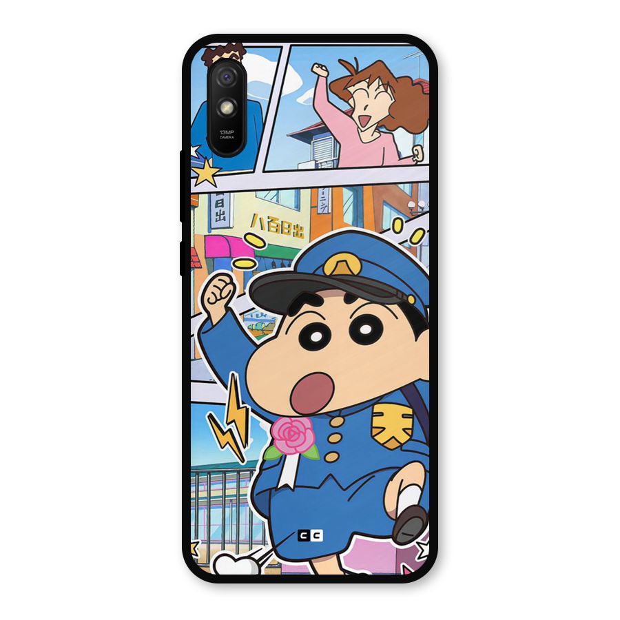 Officer Shinchan Metal Back Case for Redmi 9i