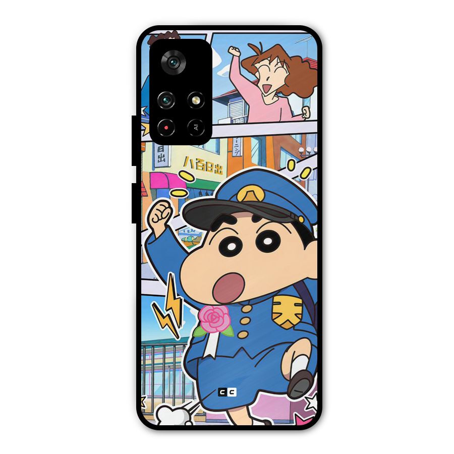 Officer Shinchan Metal Back Case for Redmi Note 11T 5G