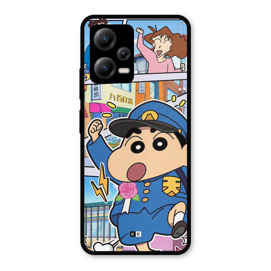 Officer Shinchan Metal Back Case for Redmi Note 12 5G