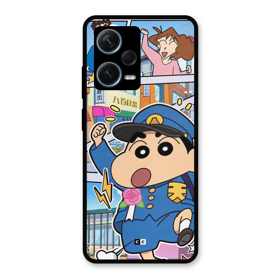 Officer Shinchan Metal Back Case for Redmi Note 12 Pro Plus 5G