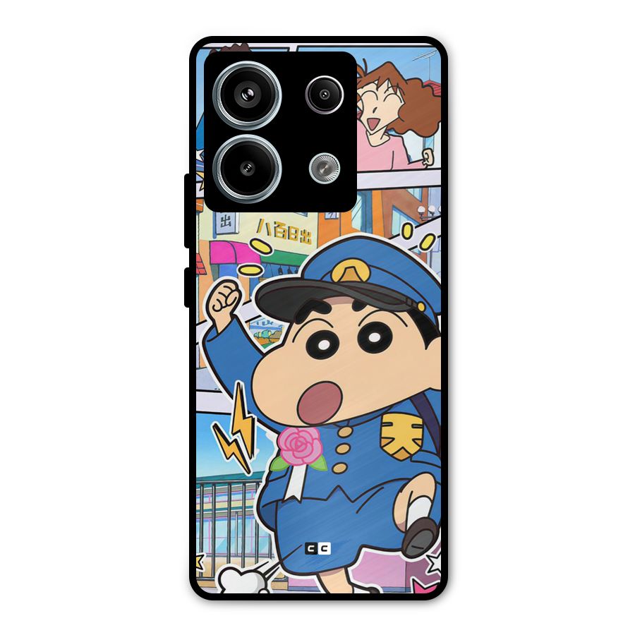 Officer Shinchan Metal Back Case for Redmi Note 13 Pro 5G
