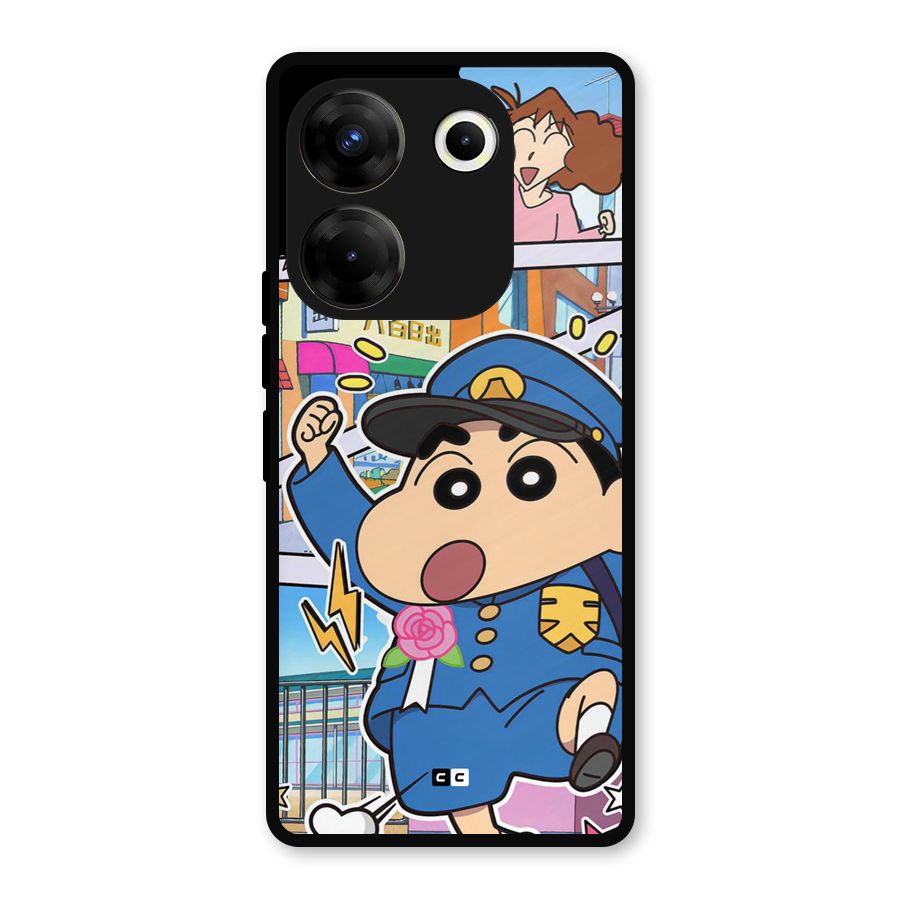 Officer Shinchan Metal Back Case for Tecno Camon 20 Pro