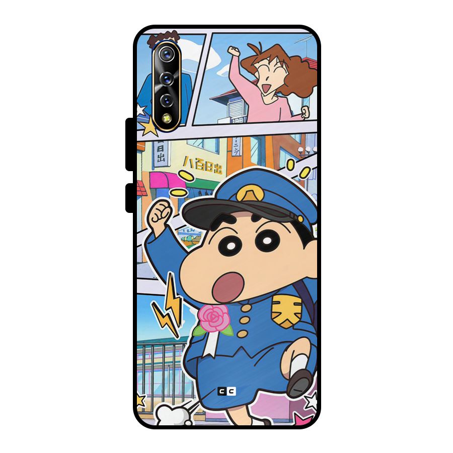 Officer Shinchan Metal Back Case for Vivo S1