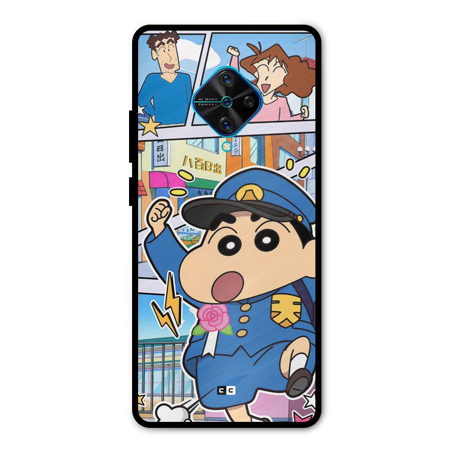 Officer Shinchan Metal Back Case for Vivo S1 Pro