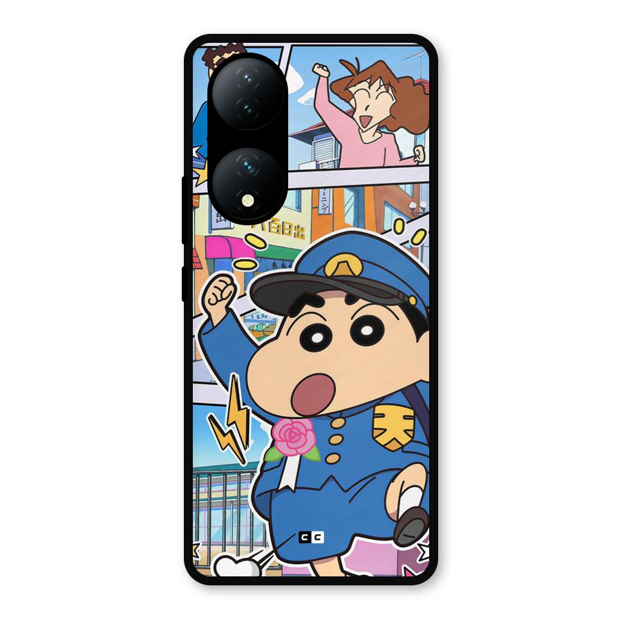 Officer Shinchan Metal Back Case for Vivo T2