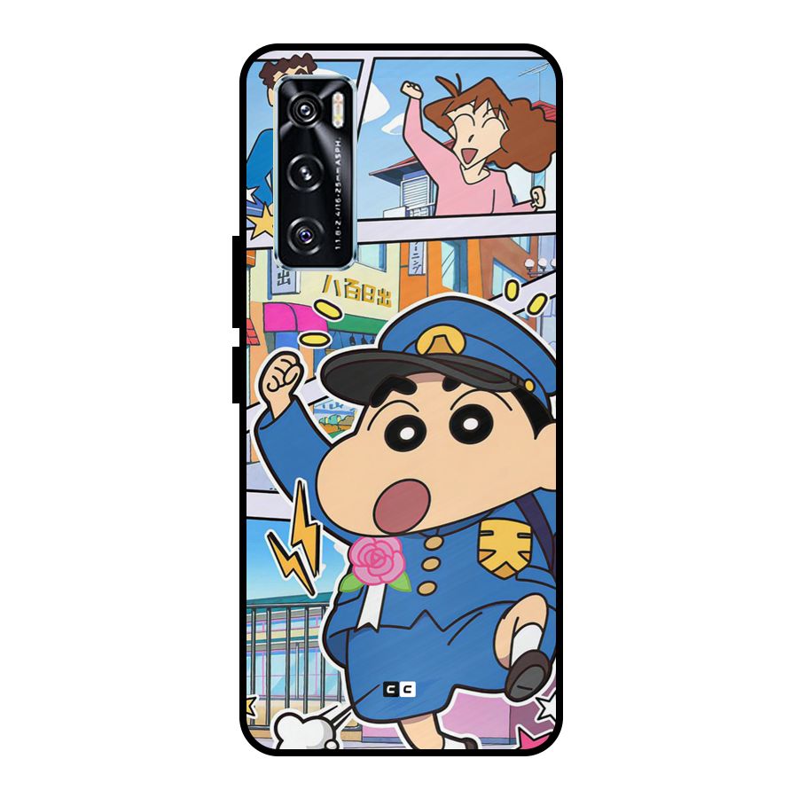Officer Shinchan Metal Back Case for Vivo V20 SE