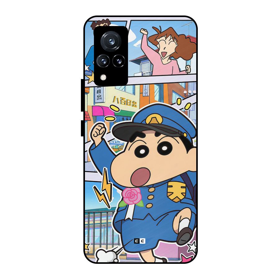 Officer Shinchan Metal Back Case for Vivo V21 5G