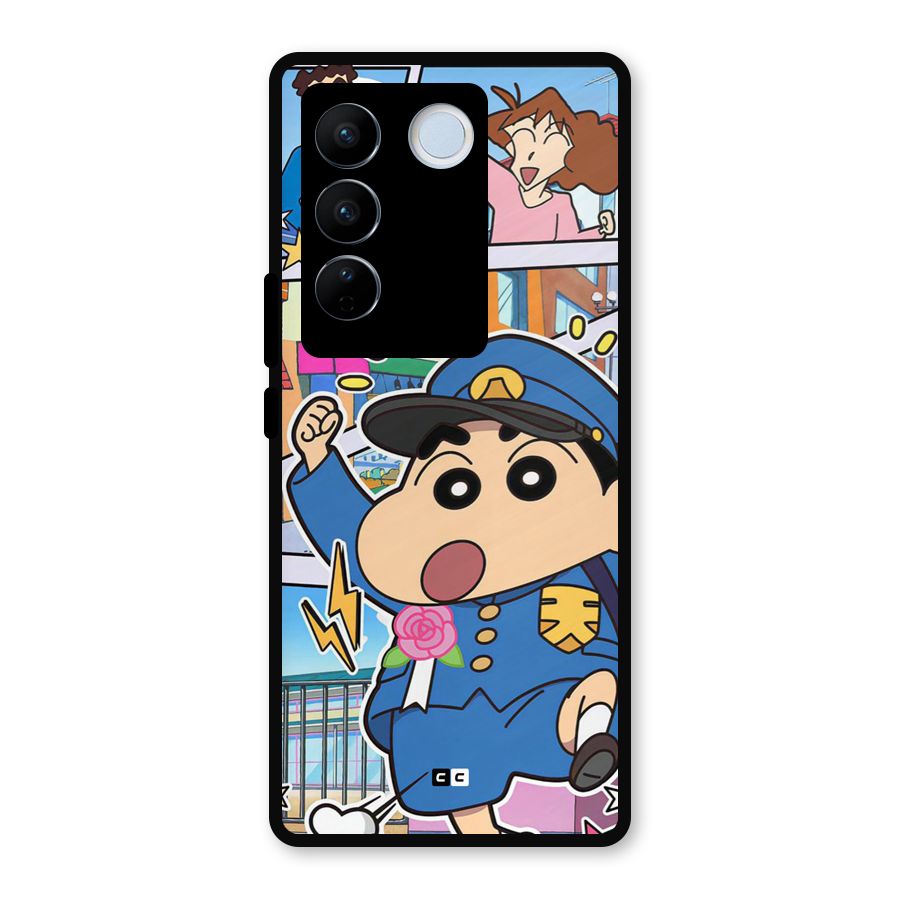 Officer Shinchan Metal Back Case for Vivo V27