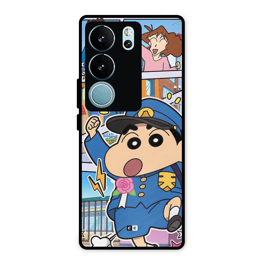 Officer Shinchan Metal Back Case for Vivo V29
