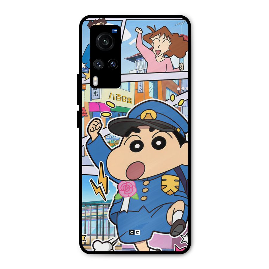 Officer Shinchan Metal Back Case for Vivo X60