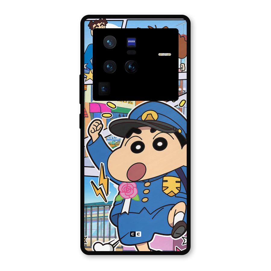 Officer Shinchan Metal Back Case for Vivo X80 Pro