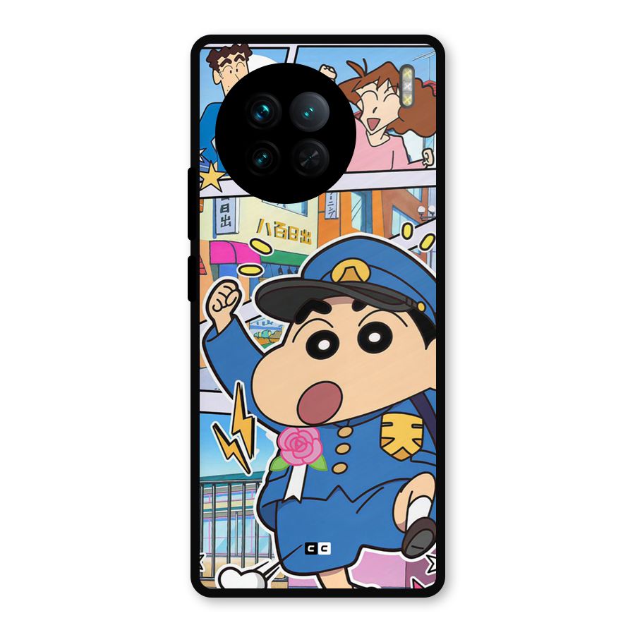 Officer Shinchan Metal Back Case for Vivo X90