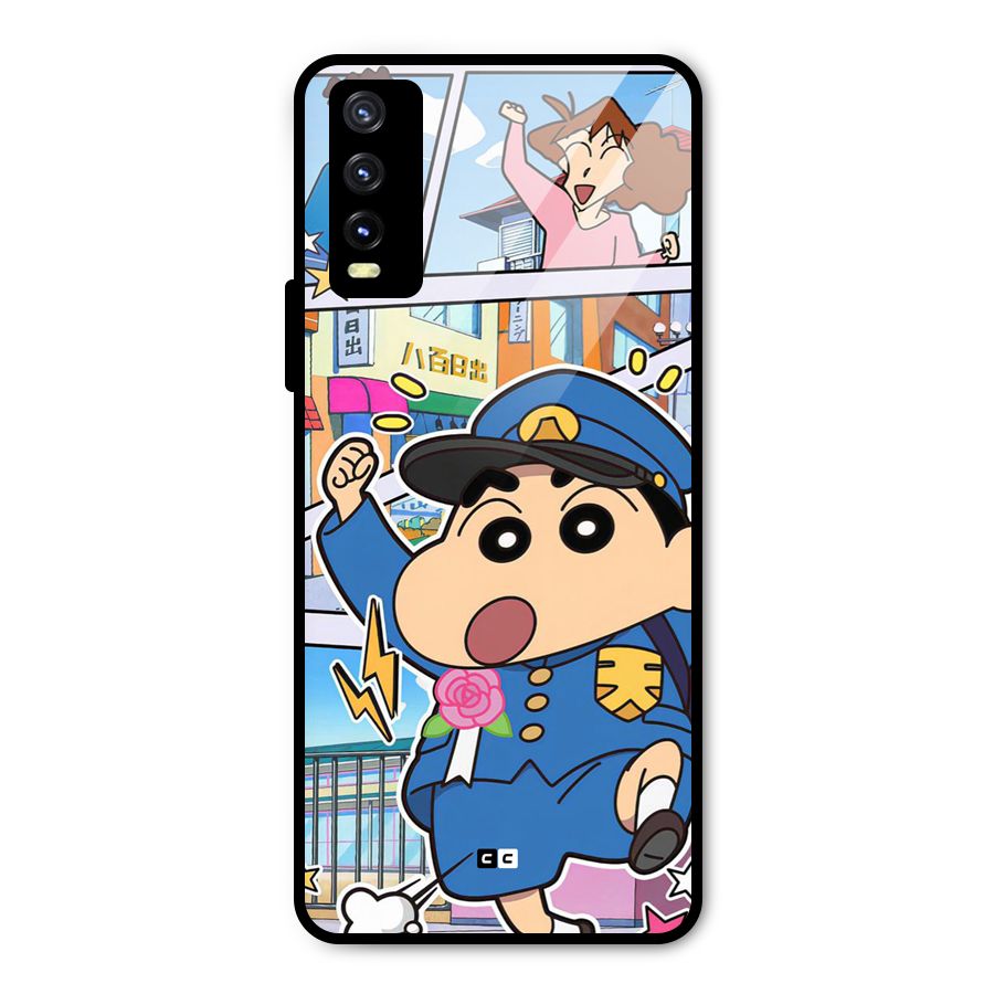Officer Shinchan Metal Back Case for Vivo Y20