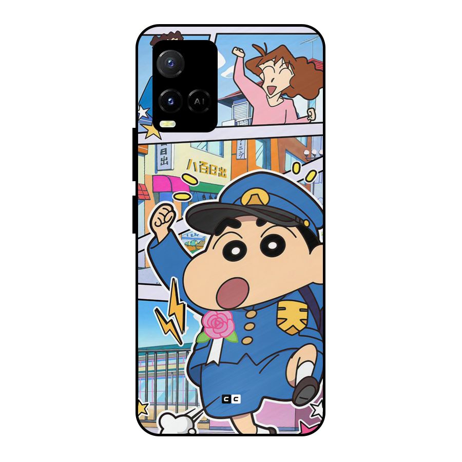 Officer Shinchan Metal Back Case for Vivo Y21