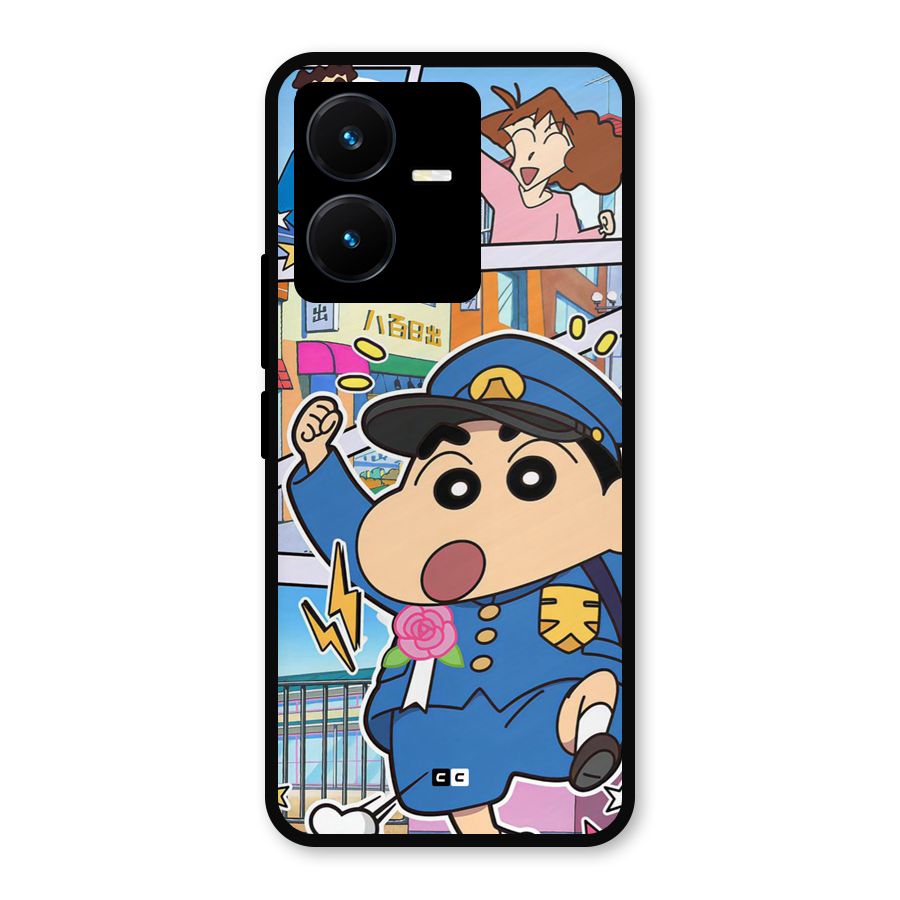 Officer Shinchan Metal Back Case for Vivo Y22