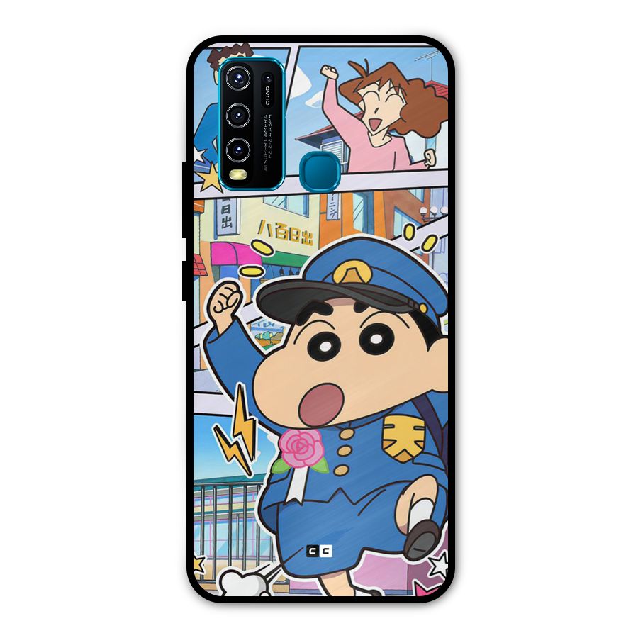 Officer Shinchan Metal Back Case for Vivo Y30