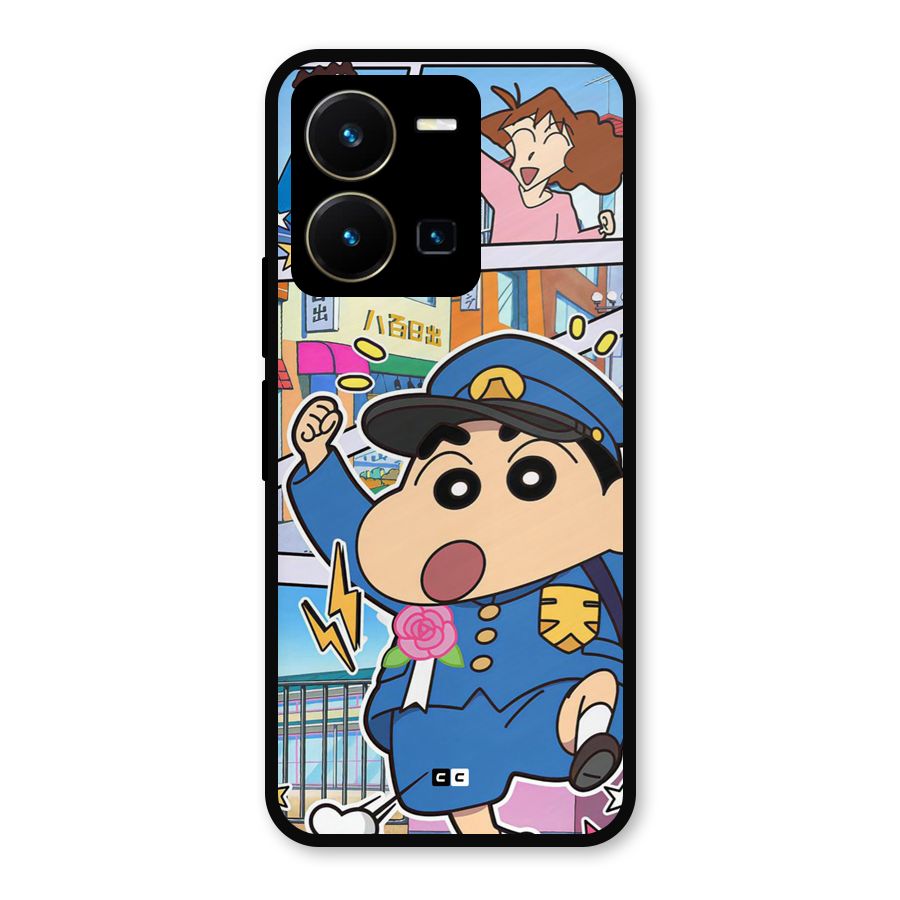 Officer Shinchan Metal Back Case for Vivo Y35
