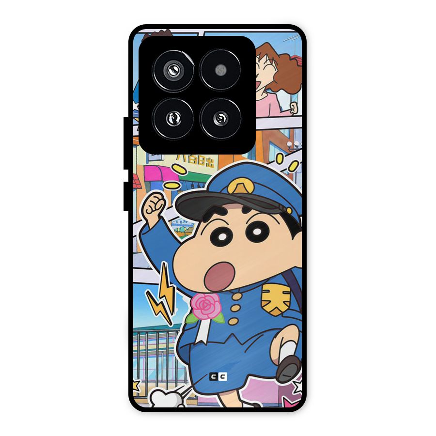 Officer Shinchan Metal Back Case for Xiaomi 14 Pro