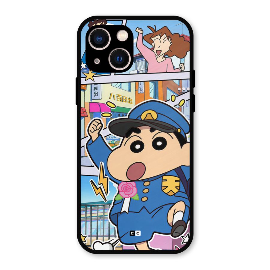 Officer Shinchan Metal Back Case for iPhone 13