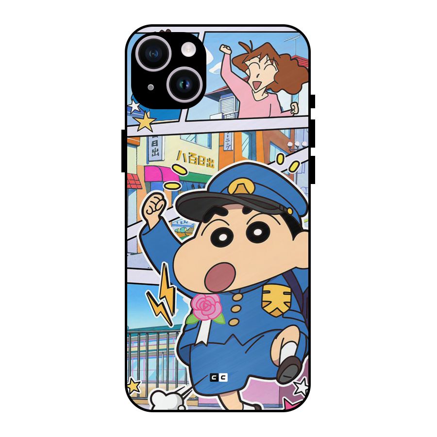 Officer Shinchan Metal Back Case for iPhone 14 Plus
