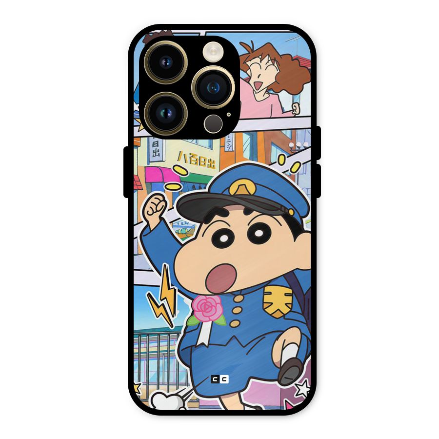 Officer Shinchan Metal Back Case for iPhone 14 Pro