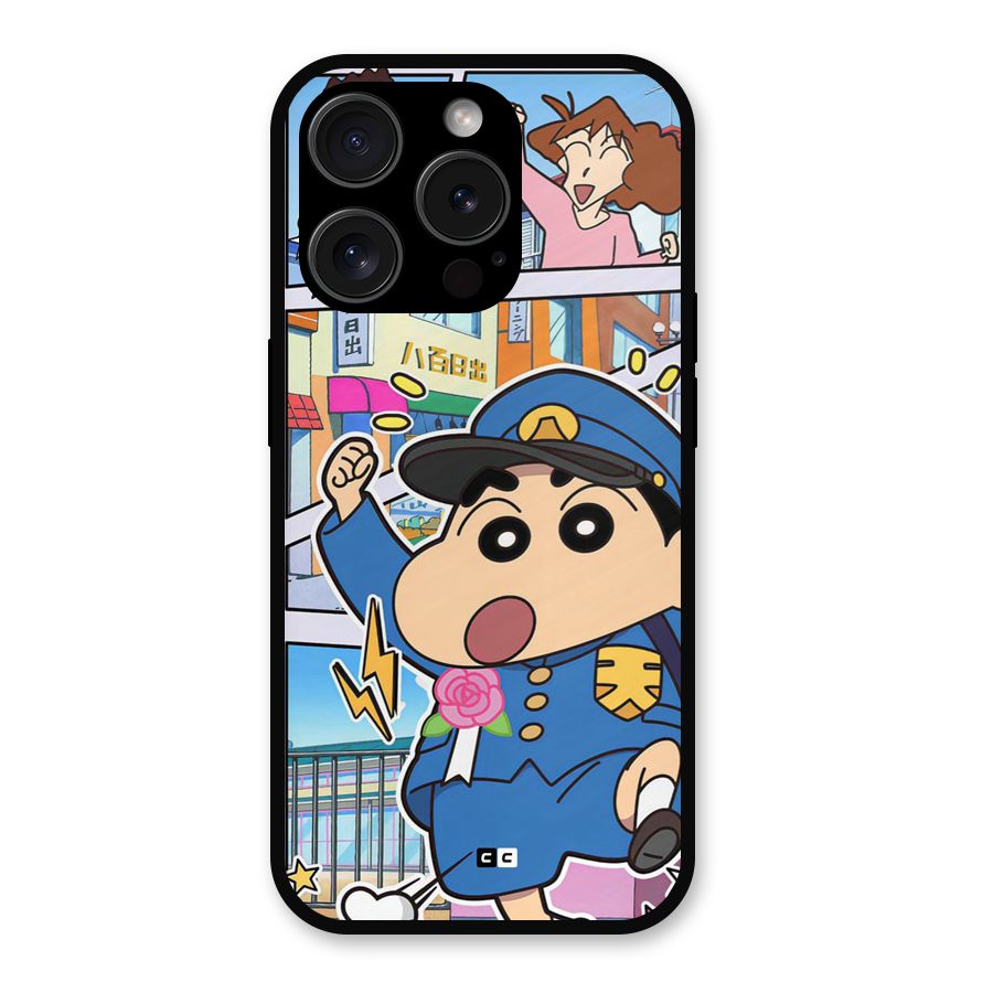 Officer Shinchan Metal Back Case for iPhone 15 Pro