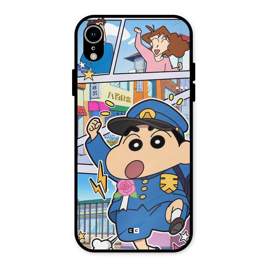 Officer Shinchan Metal Back Case for iPhone XR