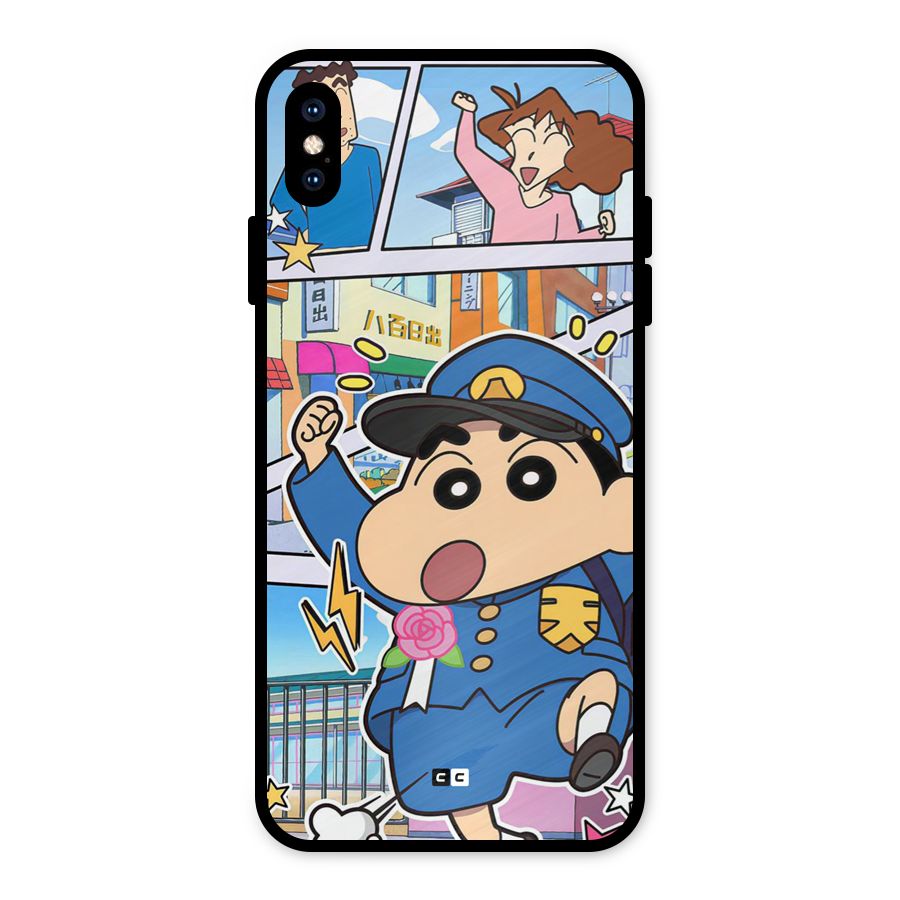 Officer Shinchan Metal Back Case for iPhone XS Max