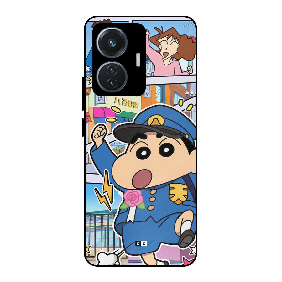 Officer Shinchan Metal Back Case for iQOO Z6 44W