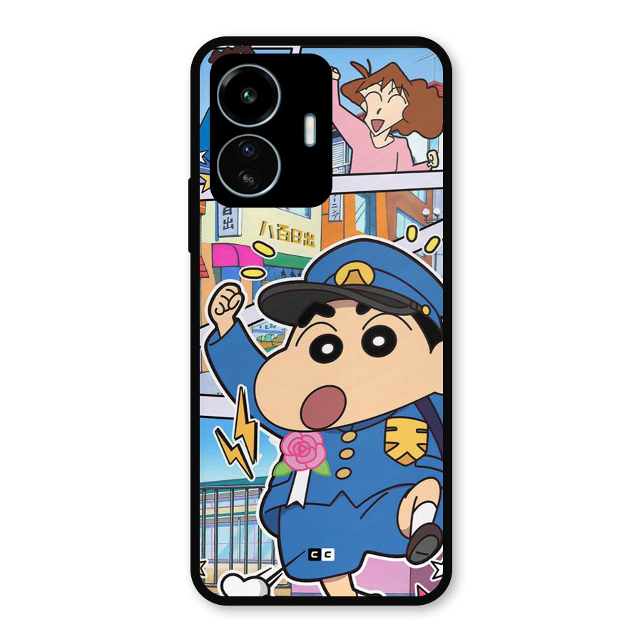 Officer Shinchan Metal Back Case for vivo iQOO Z6 Lite 5G