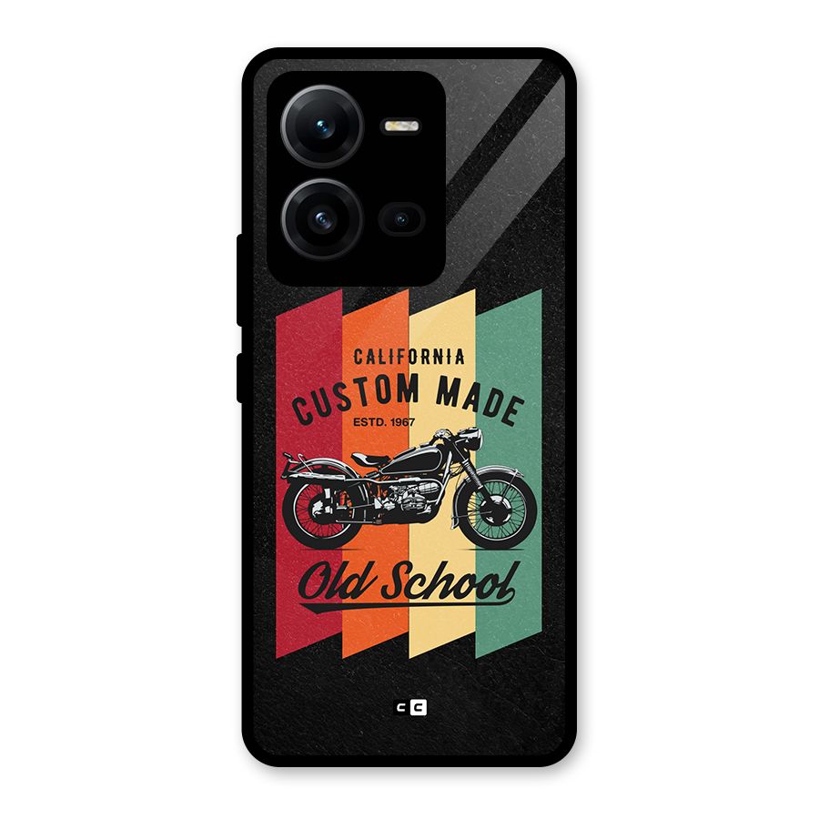Old School Bike Glass Back Case for Vivo V25