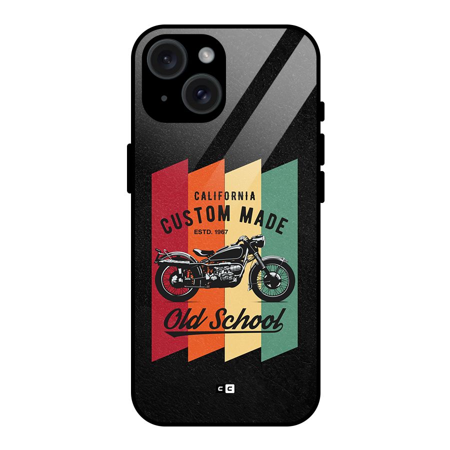 Old School Bike Glass Back Case for iPhone 15