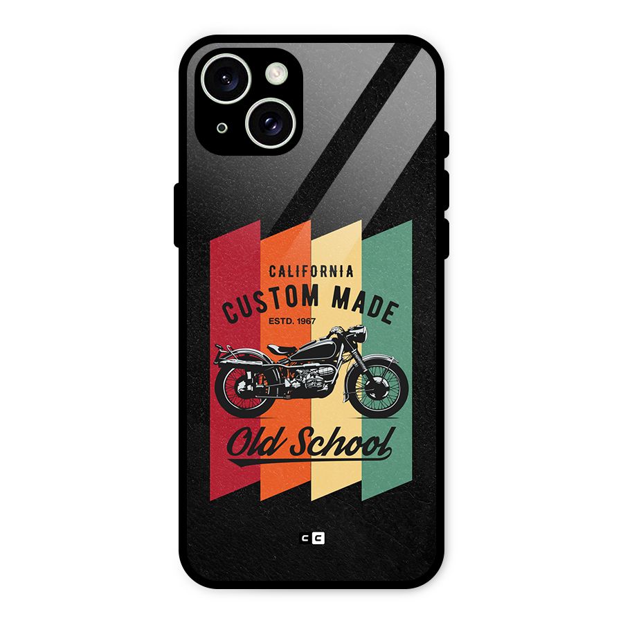 Old School Bike Glass Back Case for iPhone 15 Plus