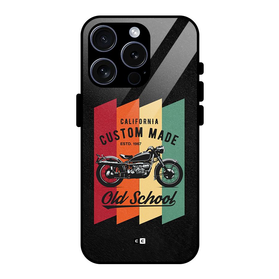 Old School Bike Glass Back Case for iPhone 15 Pro