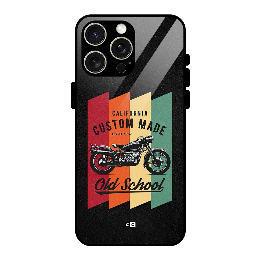 Old School Bike Glass Back Case for iPhone 15 Pro Max