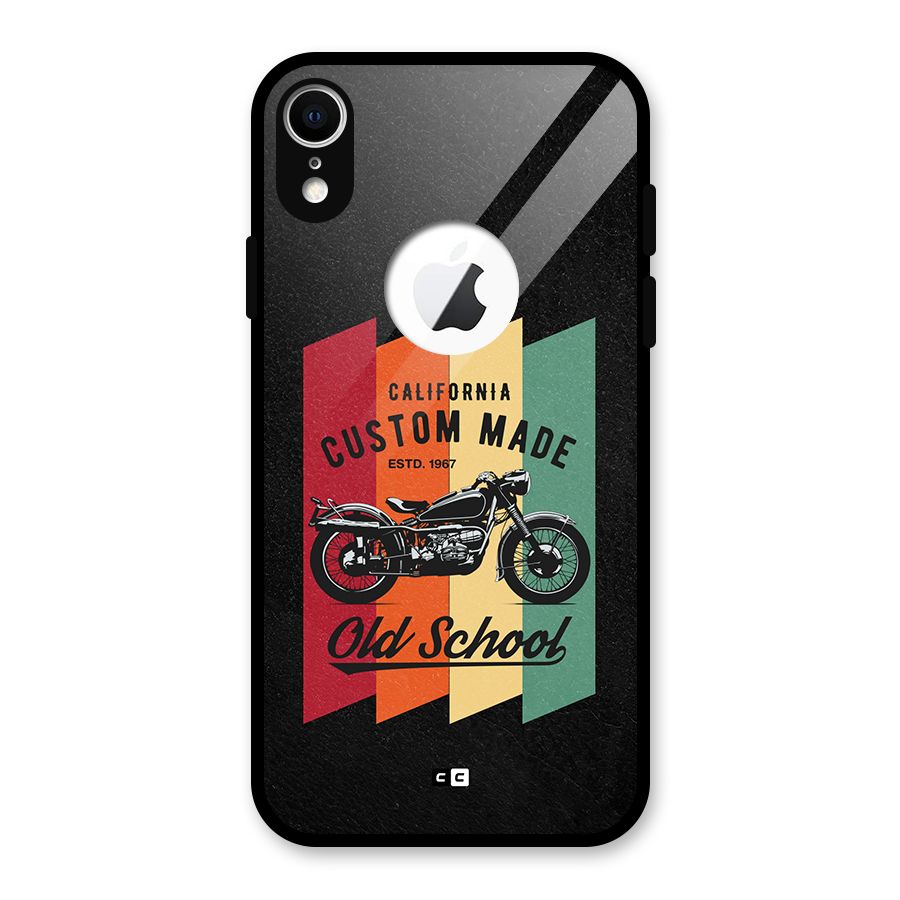 Old School Bike Glass Back Case for iPhone XR Logo Cut