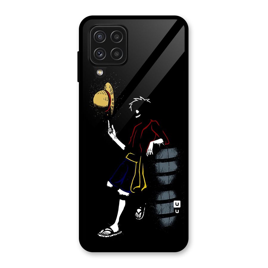 One Piece Luffy Style Glass Back Case for Galaxy A22 4G