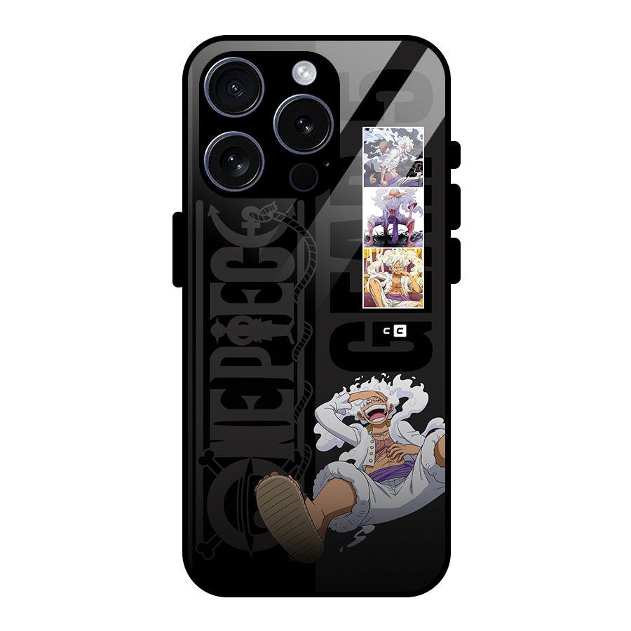 One Piece Monkey D LUffy Gear 5 Glass Back Case for iPhone 15 Pro